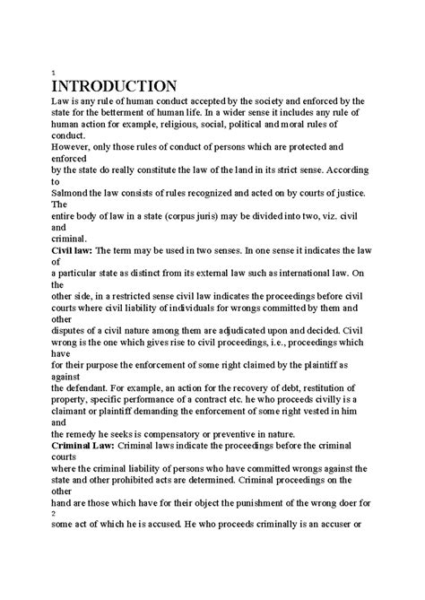 Torts - 1 INTRODUCTION Law is any rule of human conduct accepted by the ...