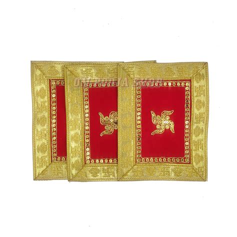 Swastik Embroidery Puja Aasan - Size: 7 x 9 inches