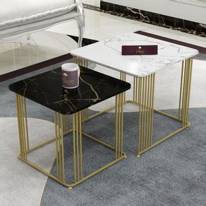 WoodenTwist Metallic Set of 2 Square Engineered Wood Coffee Table Price ...
