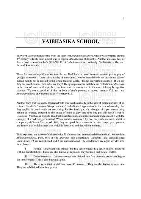 Four schools of buddhism - VAIBHASIKA SCHOOL The word Vaibhasika has ...