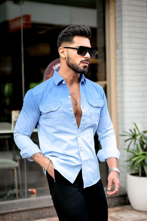 Blue Double Shade Cotton RFD Designer Shirt – Trrendo