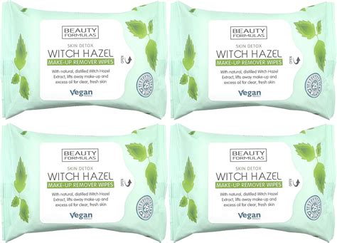 4-Pack Witch Hazel Make-Up Remover Wipes – 25 Wipes Per Pack, Lifts Away Makeup & Excess Oil ...