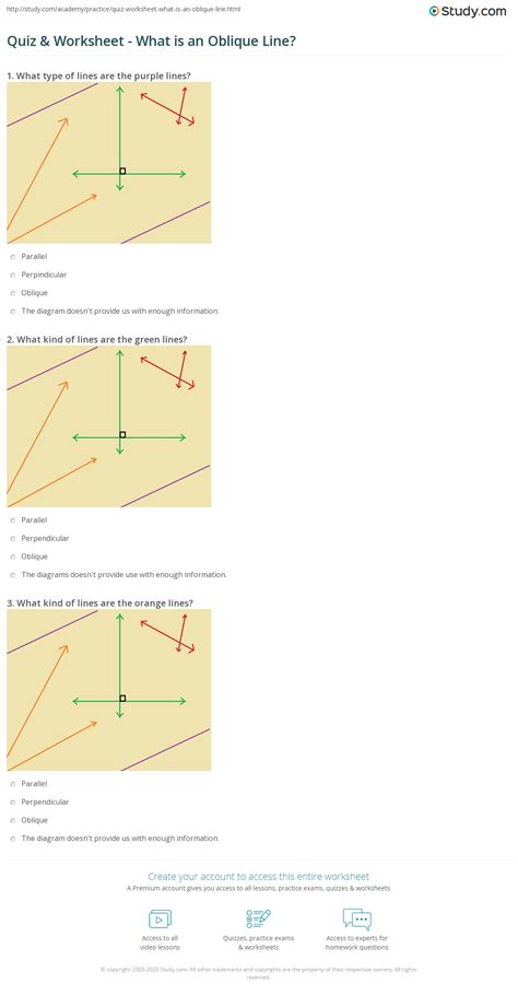 Quiz & Worksheet - What is an Oblique Line? | Study.com