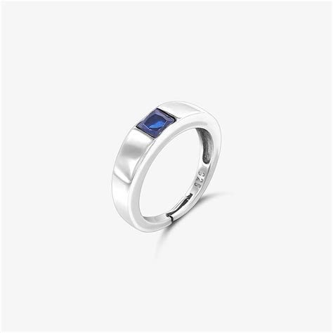 Silver Blue Stone Band Ring