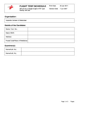 Fillable Online FLIGHT TEST SCHEDULE - ilent.nl Fax Email Print - pdfFiller