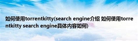 如何使用torrentkitty(search engine介绍 如何使用torrentkitty search engine具体内容如何)_公会界