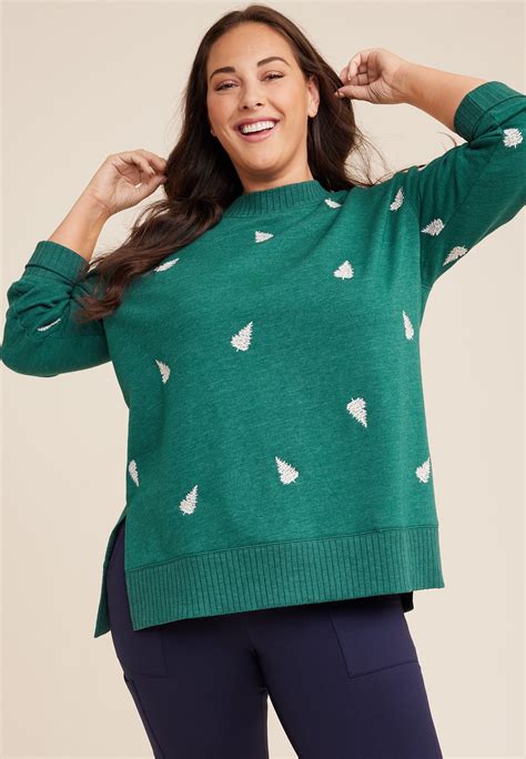 Plus Size Willowsoft Holiday Tree Sweatshirt | maurices