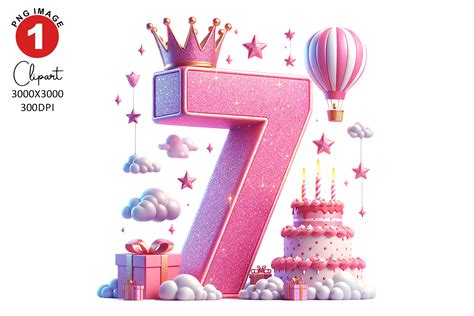 7th Birthday Clipart, Happy Birthday Graphic by TheDigitalStore247 ...