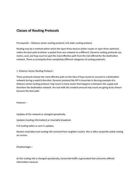Classes of Routing Protocolls - Classes of Routing Protocols ...