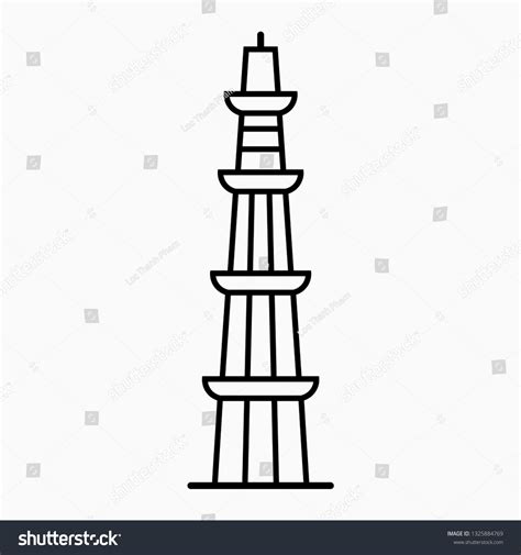Qutub Minar Outline How To Draw Qutub Minar | Qutub Minar Drawing