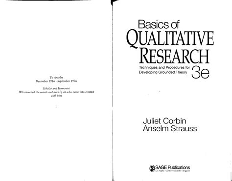 The Basics Of Qualitative Research: Strauss And Corbin Guide
