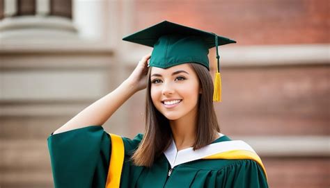 View of beautiful young female graduate | Premium Photo