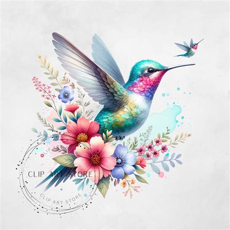 Watercolor Hummingbird Clipart, PNG Pastel Bird Clipart, Hummingbird ...