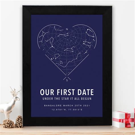 Personalized star map - Black heart shape – 46Memories