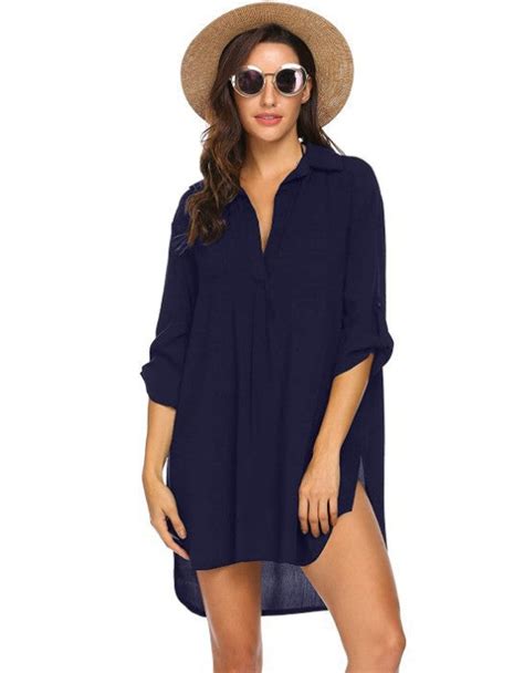 Shop Navy Blue Apple Hem Shirt Dress - for Women | OUTZIDR | Gen-Z Style