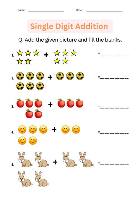 printable single digit addition 1 to 10 Number Math Worksheets for ...