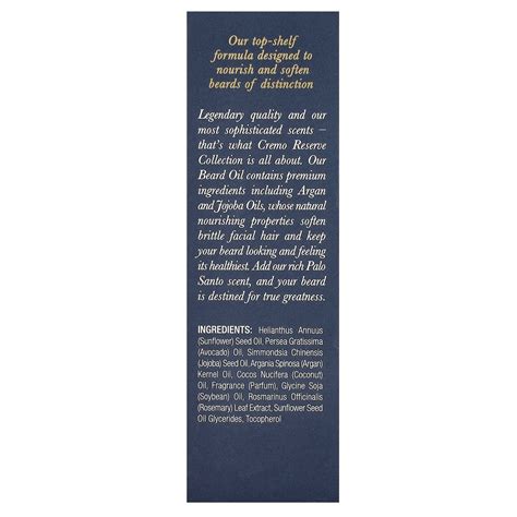 Cremo, Reserve Collection, Revitalizing Beard Oil, Palo Santo, 1 fl oz ...