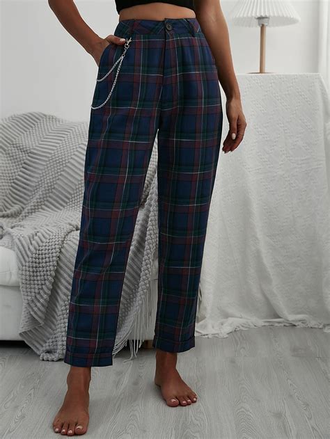 Chain Detail Tartan Plaid Pants | Tartan plaid, Tartan, Plaid trousers