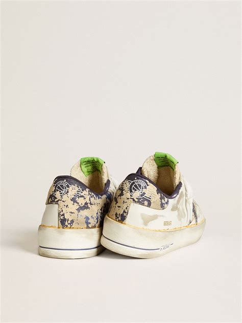 Men’s Stardan LAB in white leather with a camouflage star and heel tab ...