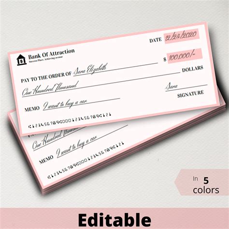 Buy Manifestation Check Printable Blank Abundance Cheque law of ...