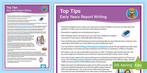 EYFS Report Writing Top Tips (New EYFS 2021) (teacher made)