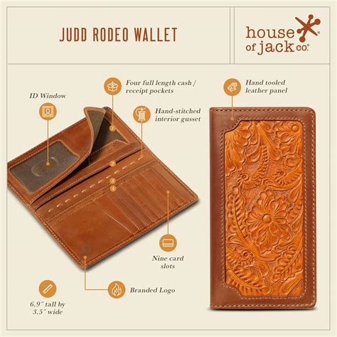 Buy HoJ Co. Judd Rodeo Wallet | Hand Tooled Full Grain Leather | Long ...