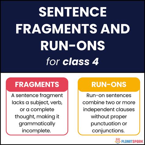 Class 4 Worksheet - Sentence Fragments and Run-ons | PlanetSpark