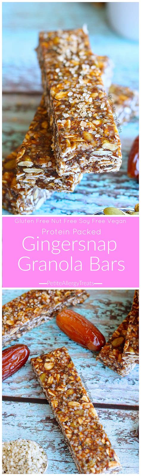 Gluten Free Gingersnap Granola Bars (Vegan) - Petite Allergy Treats