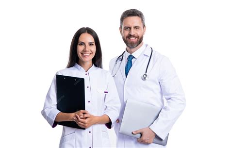 Premium Photo | Cheerful internist and doctor with laptop and anamnesis doctor and internist ...