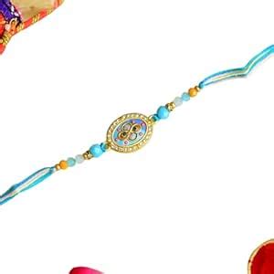Buy Aqua Bloom Rakhi – RK-61 | Oval Centerpiece with Crystal Detailing ...