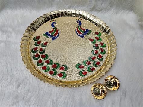 Alite Mart Peacock Design Acrylic Pooja Thali, Pooja Kankavati for ...