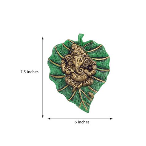 Lord Ganesha on Green Leaf - eCraftIndia Online