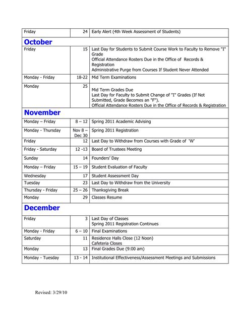 DU Academic Calendar 2010-11_final | PDF