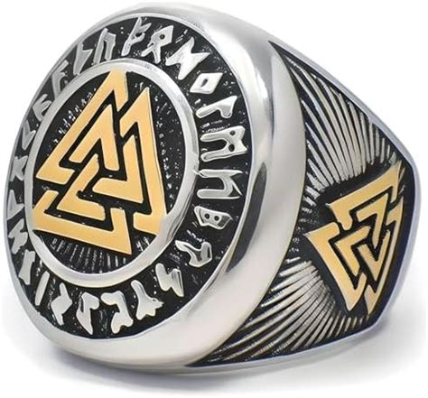 Buy THE MEN THING TRIVALK - Titanium Steel Ring - Triple Valknut Ring ...