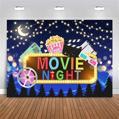 Mocsicka Movie Night Party Backdrop Cinema Movie Theme Projector ...