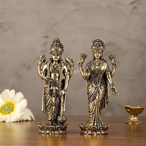 Buy Brass Superfine Intricate Standing Vishnu Lakshmi Narayana Idol - 6 ...