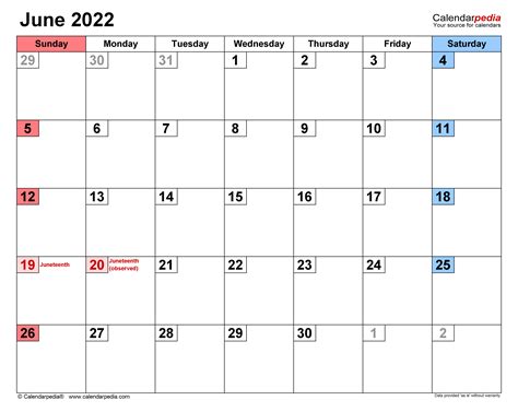 June 2022 Calendar