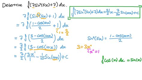 Question Video: Integrating Sine Squared Using Half Angle Trigonometric ...