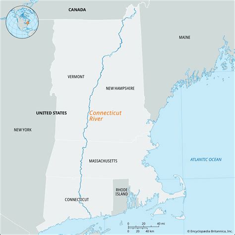 Connecticut River Map Connecticut Rivers & Lakes Map US River Maps