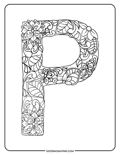 Letter P Coloring Pages: Free Alphabet Coloring Page - Good Mom Living