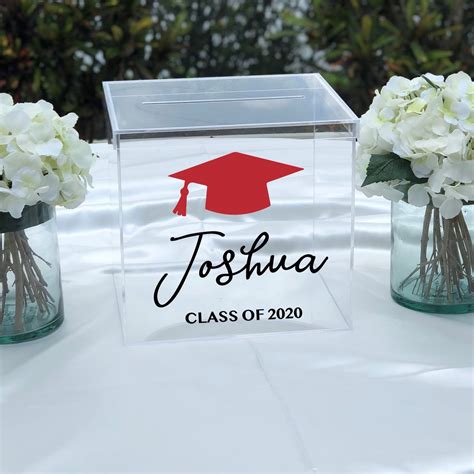 Personalized graduation card box 2 colors clear acrylic class of 2020 ...