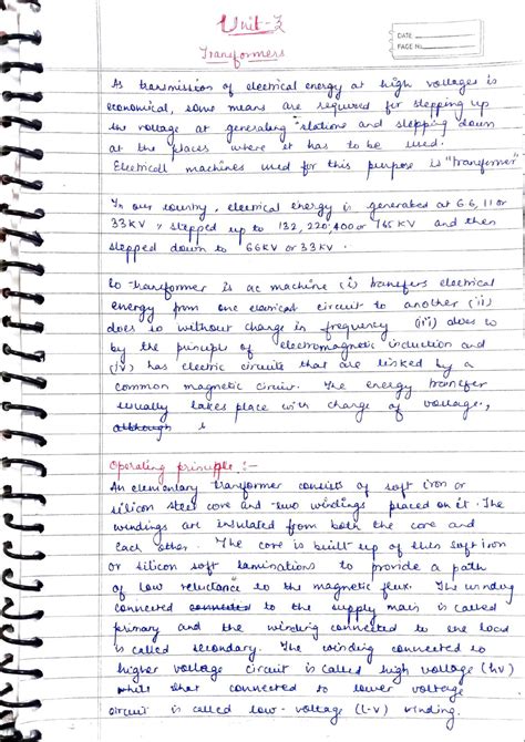 Unit 3 Transformer - DATE PAGENo Jnanaomens A asmire eleemcal enegy at ...