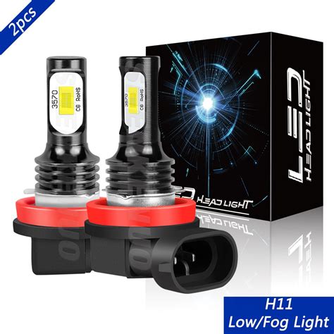 H11 LED Headlight Bulb Low Beam/Fog Light Conversion Kit 2400LM 6000K ...
