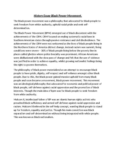 History paper 2 black Consciousness movement - HISTORY PAPER 2 ROLE AND ...