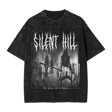 Camiseta lavada con estampado de juego de terror Silent Hill 2 ...