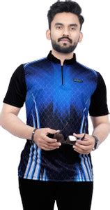 HouseOfCommon Printed Men Mandarin Collar Navy Blue T-Shirt - Buy ...