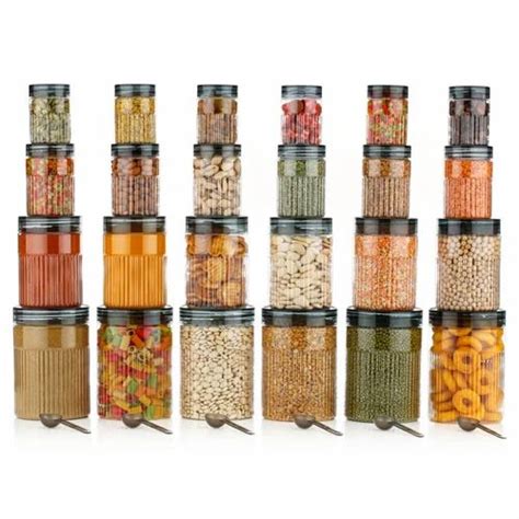 Glossy PET Food Container - 24 Piece Black Glossy Airtight Container ...