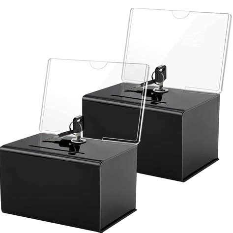 Buy MaxGear Acrylic Donation Suggestion Box with Lock, Black Secure and ...