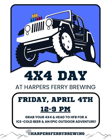 Harpers Ferry Brewing | 🌸☀ APRIL EVENTS @ HFB ☀🌸 🚙 Celebrate 4x4 Day ...