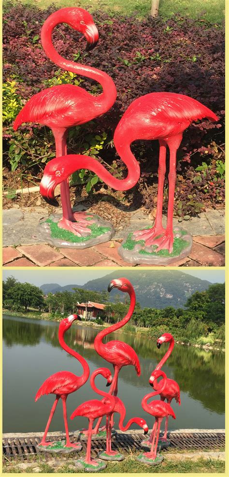 大型仿真火烈鸟玻璃钢雕塑户外假动物摆件房地产小区装饰小品-阿里巴巴